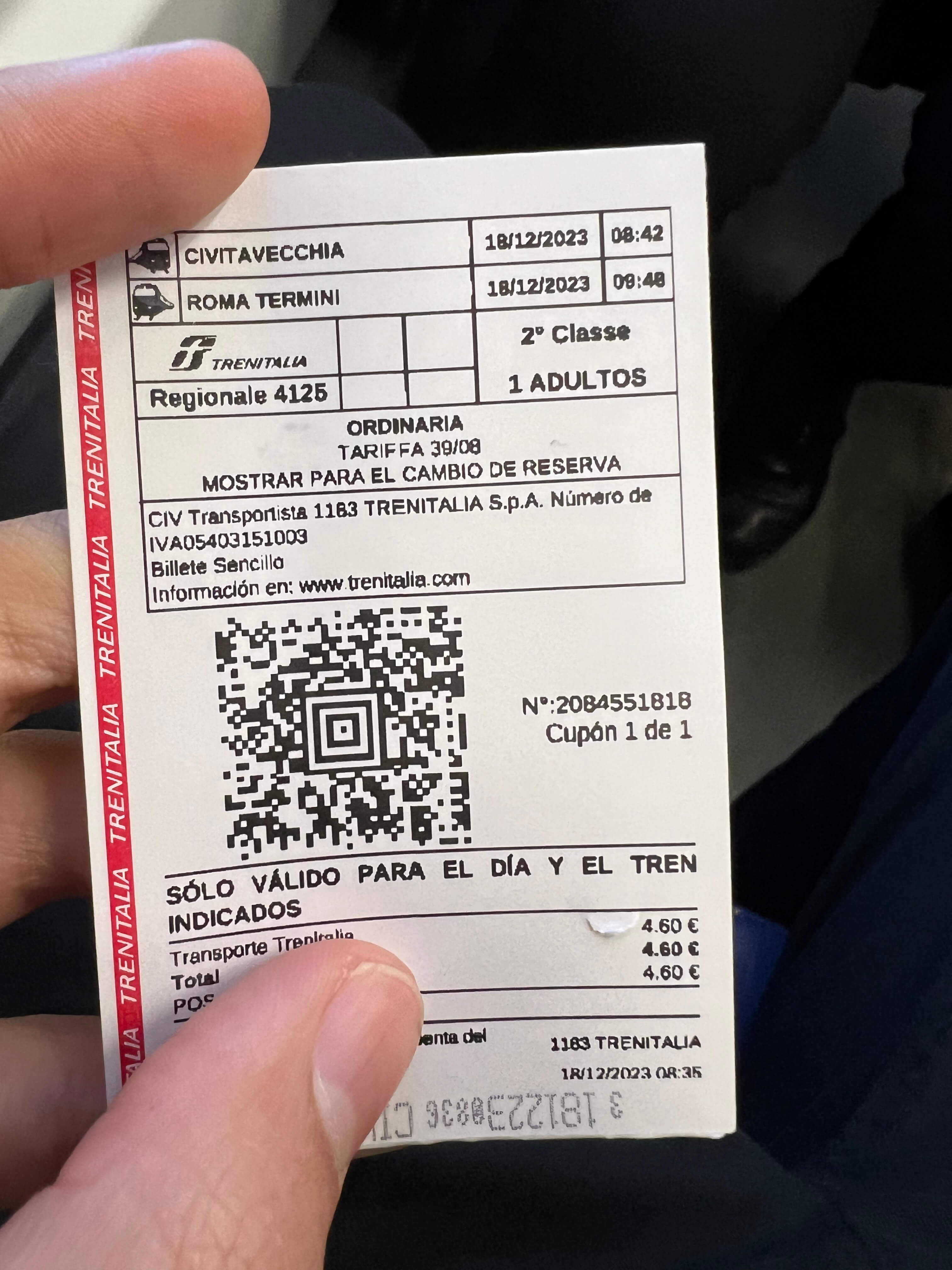 Train ticket to Rome